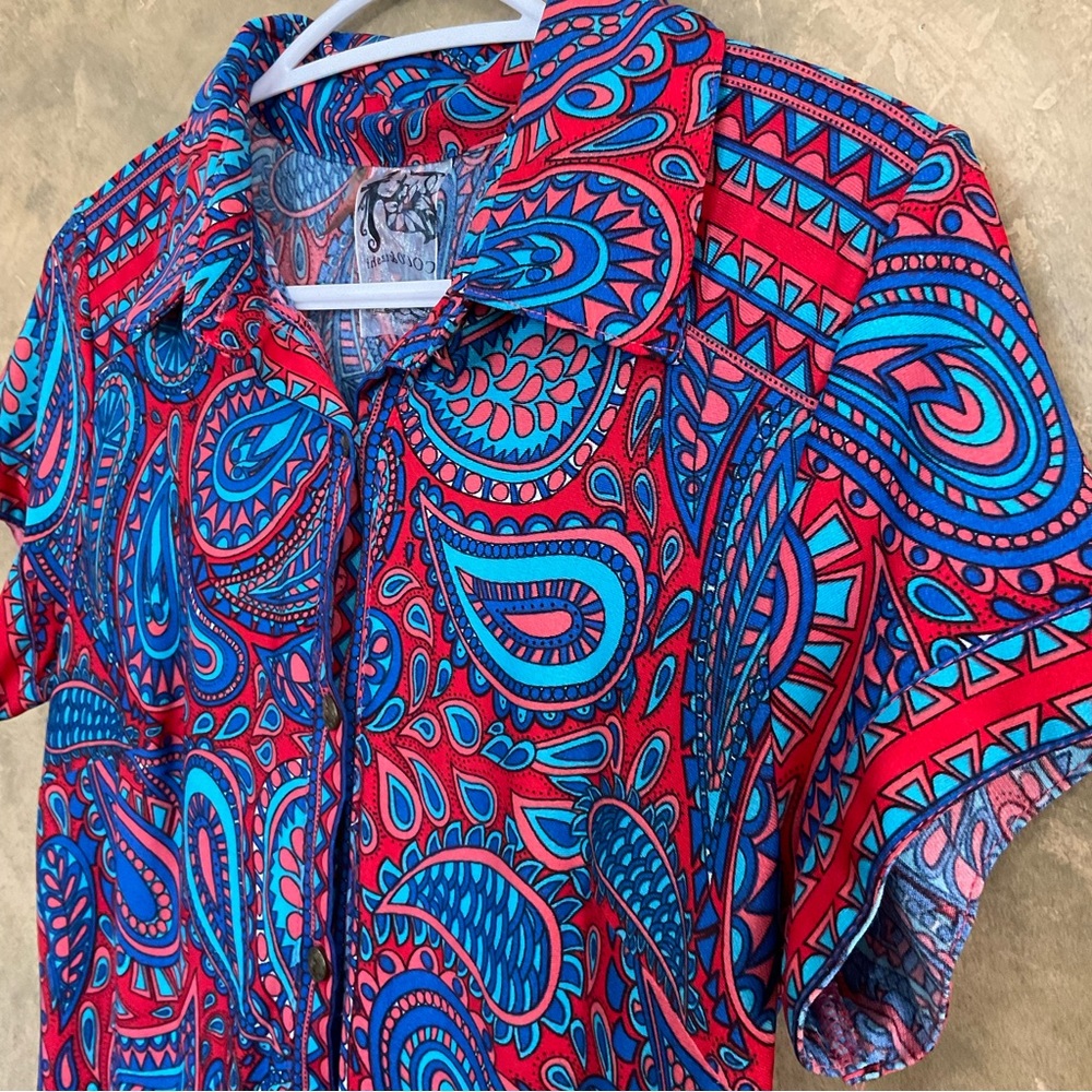 Coco & Tashi | Paisley Button Down Shirt Dress | Collared | S - Picture 3 of 7